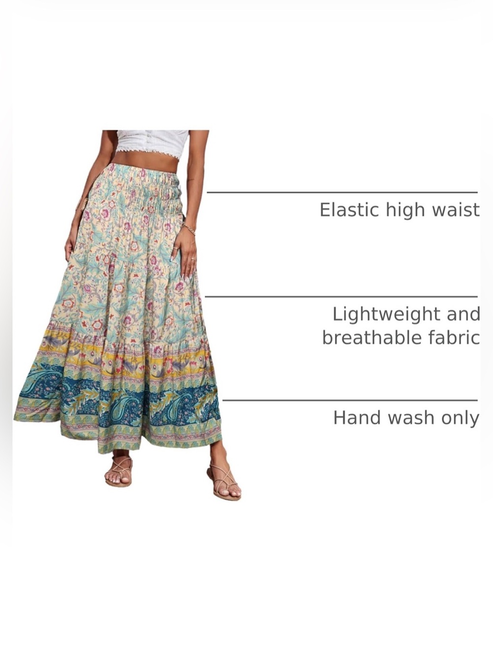 CFLONGE Boho Summer Maxi Skirt - Picture 4 of 4